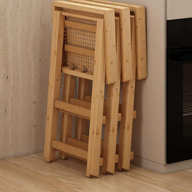 Contemporary Nordic Bamboo & Rattan Weaving Rectangular Folding Bar Stool For Dining Room & Kitchen