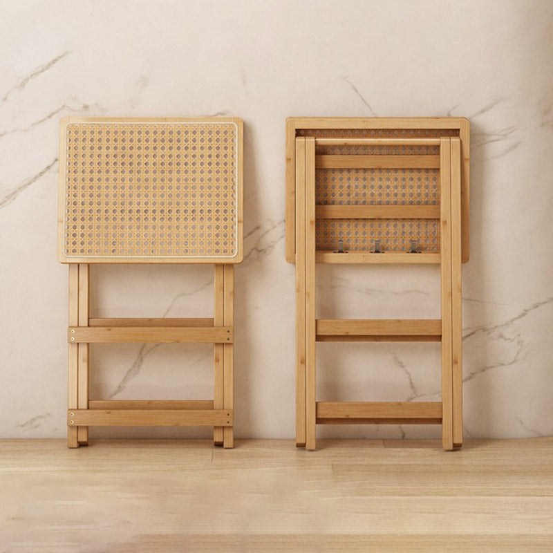 Contemporary Nordic Bamboo & Rattan Weaving Rectangular Folding Bar Stool For Dining Room & Kitchen