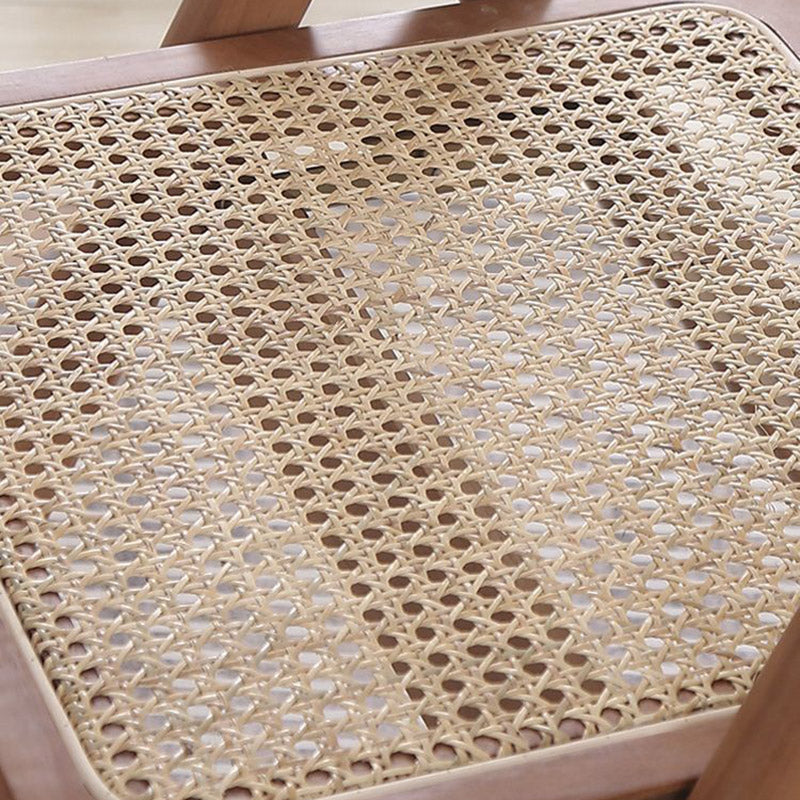 Contemporary Nordic Rubberwood & Rattan Weaving Rectangular Folding Dining Chair With Backrest For Dining Room