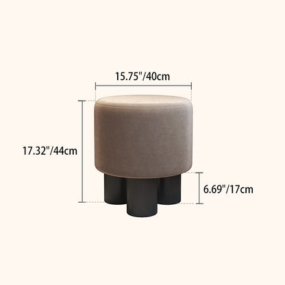 Modern Minimalist PP PU Leather Velvet Sherpa Fabric Soft-Edge Three-Leg Vanity Stool For Bedroom