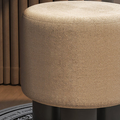 Modern Minimalist PP PU Leather Velvet Sherpa Fabric Soft-Edge Three-Leg Vanity Stool For Bedroom