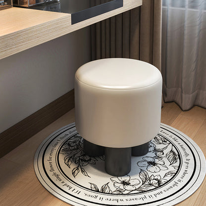 Modern Minimalist PP PU Leather Velvet Sherpa Fabric Soft-Edge Three-Leg Vanity Stool For Bedroom