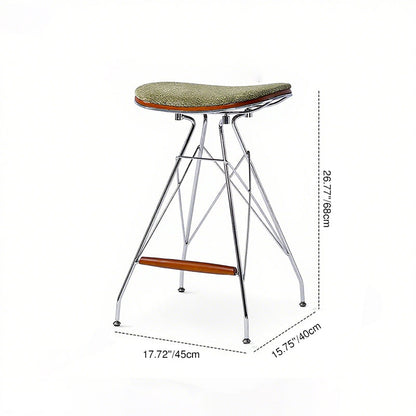 Modern Minimalist Bar Stool - Iron Plated Frame, Multi-Layer Solid Wood Seat With Fabric Upholstery & Beechwood Footrest For Dining Room & Kitchen