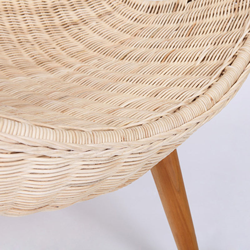Contemporary Nordic Handwoven Rattan Weaving Solid Wood Legs Accent Chair With High Backrest - Lounge Chair For Indoor & Outdoor Living