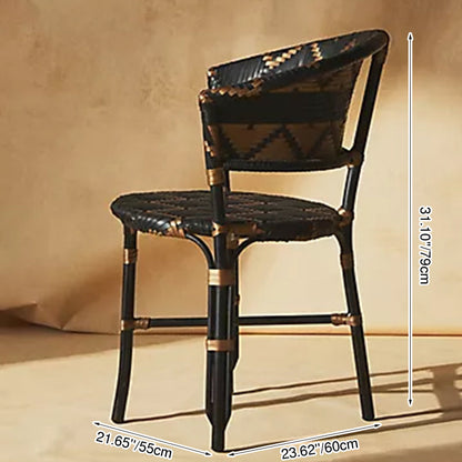 Traditional French Bistro Rattan Weaving Dining Chair With Handwoven Geometric Pattern - Back Chair For Dining Room & Cafe
