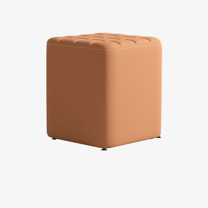 Modern Minimalist Solid Wood & Plywood Framed Faux Leather Rectangular Upholstered Low Stool For Entryway