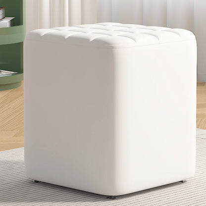 Modern Minimalist Solid Wood & Plywood Framed Faux Leather Rectangular Upholstered Low Stool For Entryway