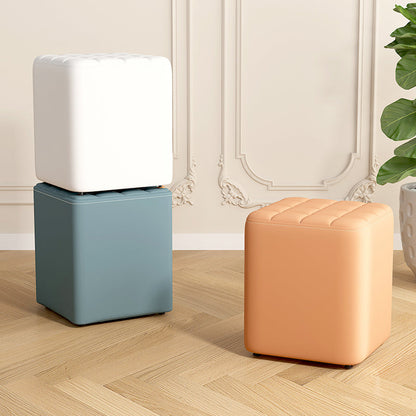 Modern Minimalist Solid Wood & Plywood Framed Faux Leather Rectangular Upholstered Low Stool For Entryway