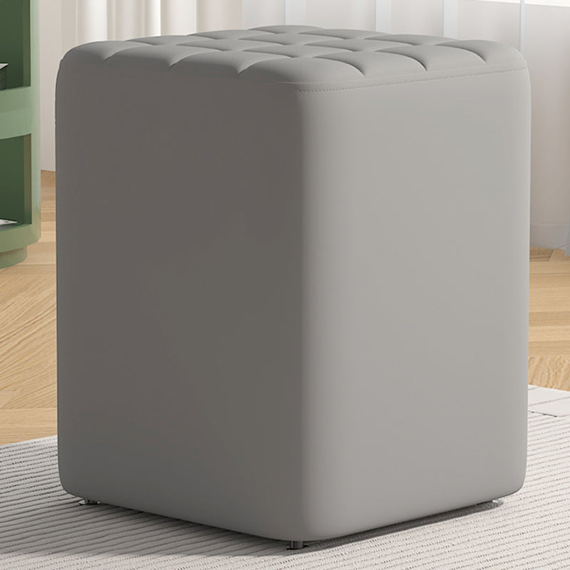 Modern Minimalist Solid Wood & Plywood Framed Faux Leather Rectangular Upholstered Low Stool For Entryway