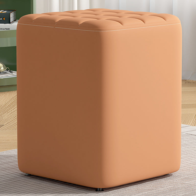 Modern Minimalist Solid Wood & Plywood Framed Faux Leather Rectangular Upholstered Low Stool For Entryway
