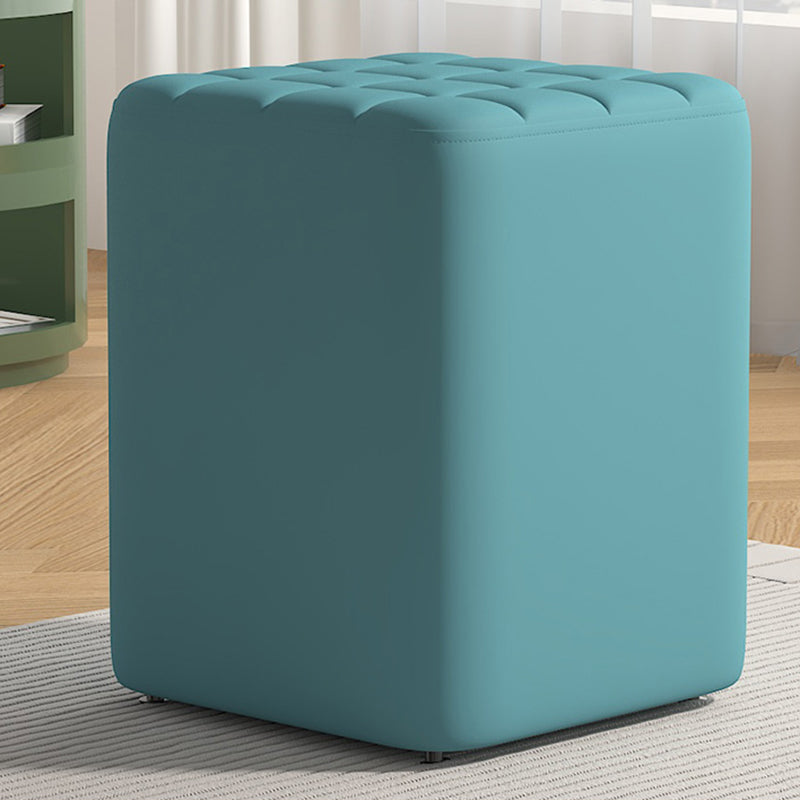 Modern Minimalist Solid Wood & Plywood Framed Faux Leather Rectangular Upholstered Low Stool For Entryway