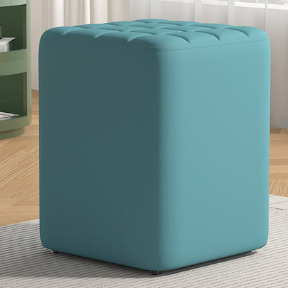Modern Minimalist Solid Wood & Plywood Framed Faux Leather Rectangular Upholstered Low Stool For Entryway