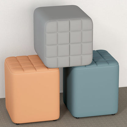 Modern Minimalist Solid Wood & Plywood Framed Faux Leather Rectangular Upholstered Low Stool For Entryway