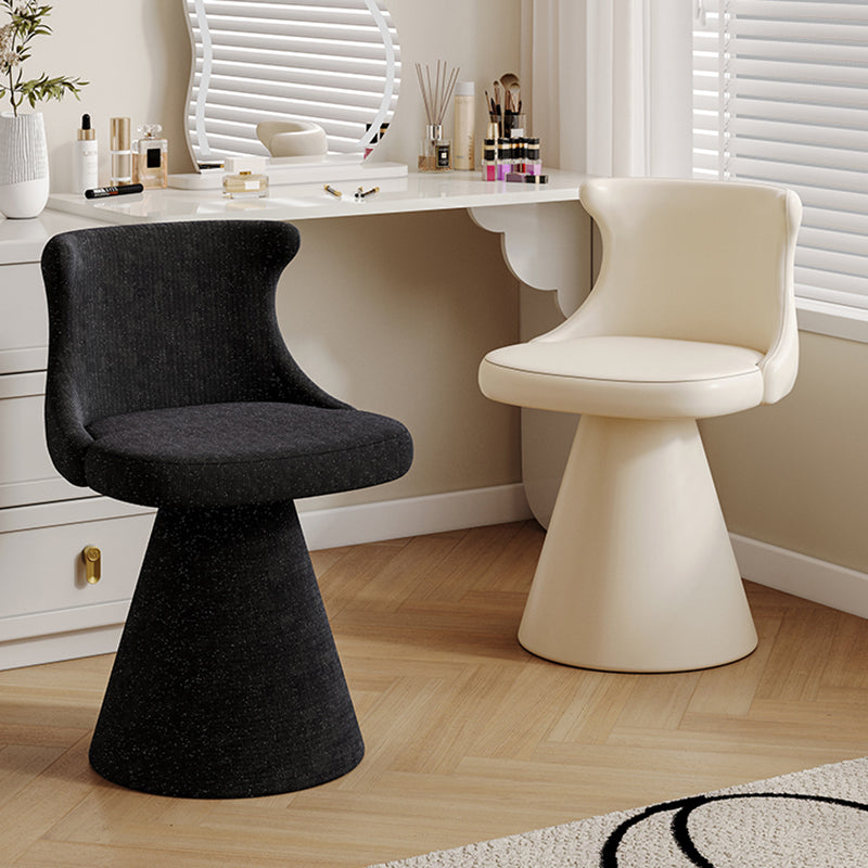 Modern Luxury Solid Wood Plywood Faux Leather Chenille Swivel Vanity Stool With Wraparound Backrest For Bedroom
