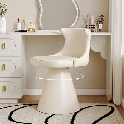 Modern Luxury Solid Wood Plywood Faux Leather Chenille Swivel Vanity Stool With Wraparound Backrest For Bedroom