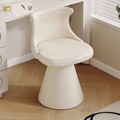 Modern Luxury Solid Wood Plywood Faux Leather Chenille Swivel Vanity Stool With Wraparound Backrest For Bedroom
