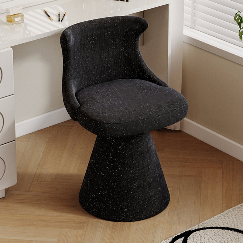 Modern Luxury Solid Wood Plywood Faux Leather Chenille Swivel Vanity Stool With Wraparound Backrest For Bedroom