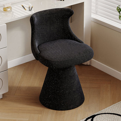 Modern Luxury Solid Wood Plywood Faux Leather Chenille Swivel Vanity Stool With Wraparound Backrest For Bedroom