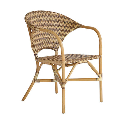 Contemporary Nordic Indonesian Natural Rattan Weaving Dining Chair - Patio Chair With Wide Back & Armrests For Dining Room & Patio & Balcony