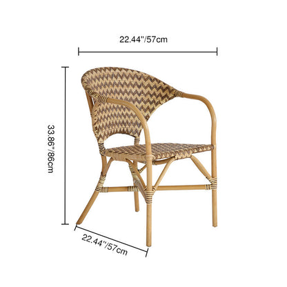 Contemporary Nordic Indonesian Natural Rattan Weaving Dining Chair - Patio Chair With Wide Back & Armrests For Dining Room & Patio & Balcony