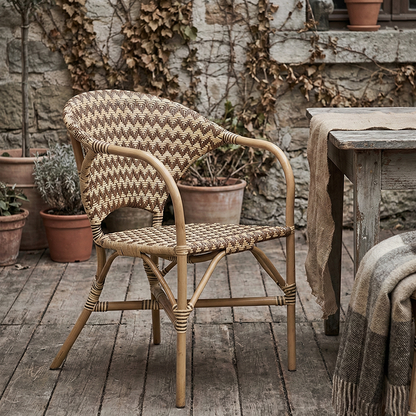 Contemporary Nordic Indonesian Natural Rattan Weaving Dining Chair - Patio Chair With Wide Back & Armrests For Dining Room & Patio & Balcony