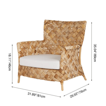 Contemporary Nordic Artisan Indonesian Natural Rattan Weaving Lounge Chair - Armchair With Thick Handwoven Texture For Living Room