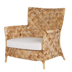 Contemporary Nordic Artisan Indonesian Natural Rattan Weaving Lounge Chair - Armchair With Thick Handwoven Texture For Living Room