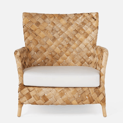 Contemporary Nordic Artisan Indonesian Natural Rattan Weaving Lounge Chair - Armchair With Thick Handwoven Texture For Living Room