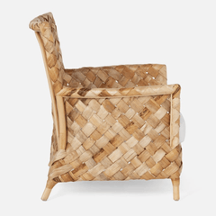 Contemporary Nordic Artisan Indonesian Natural Rattan Weaving Lounge Chair - Armchair With Thick Handwoven Texture For Living Room