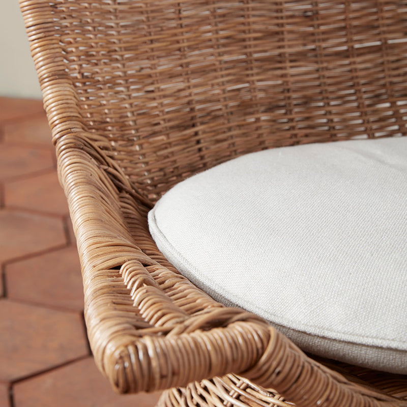 Contemporary Scandinavian Indonesian Rattan Weaving Swivel Lounge Chair - Back Chair With Handwoven Texture For Living Room