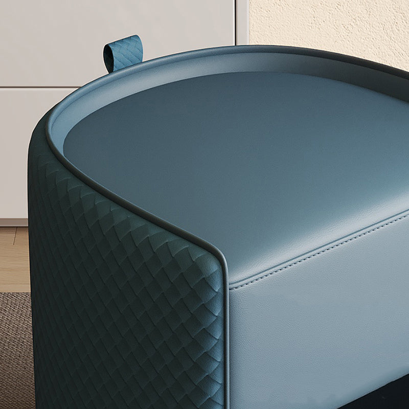 Modern Luxury Solid Wood & Microfiber Leather & Genuine Leather & Plywood Vanity Stool With Floating Base & Pull Handle For Bedroom