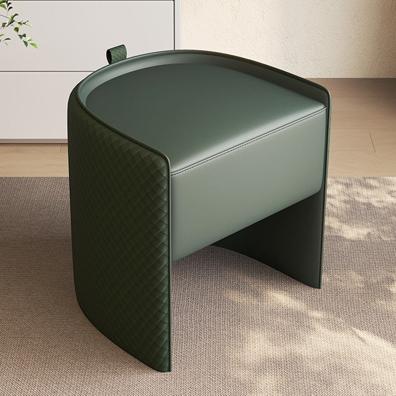 Modern Luxury Solid Wood & Microfiber Leather & Genuine Leather & Plywood Vanity Stool With Floating Base & Pull Handle For Bedroom