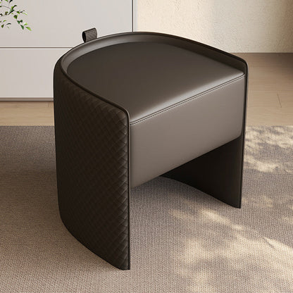 Modern Luxury Solid Wood & Microfiber Leather & Genuine Leather & Plywood Vanity Stool With Floating Base & Pull Handle For Bedroom