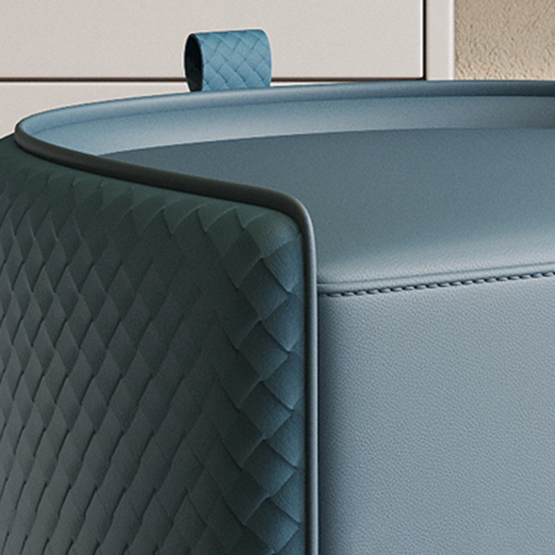 Modern Luxury Solid Wood & Microfiber Leather & Genuine Leather & Plywood Vanity Stool With Floating Base & Pull Handle For Bedroom