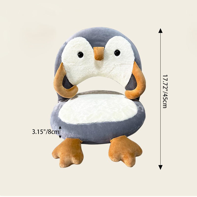 Contemporary Creative Iron Frame Plush Duck Penguin-Shaped Kids Accent Chair - Foldable Back Chair For Bedroom
