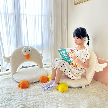Contemporary Creative Iron Frame Plush Duck Penguin-Shaped Kids Accent Chair - Foldable Back Chair For Bedroom