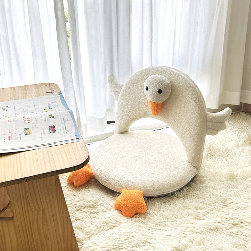 Contemporary Creative Iron Frame Plush Duck Penguin-Shaped Kids Accent Chair - Foldable Back Chair For Bedroom
