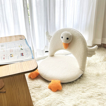 Contemporary Creative Iron Frame Plush Duck Penguin-Shaped Kids Accent Chair - Foldable Back Chair For Bedroom