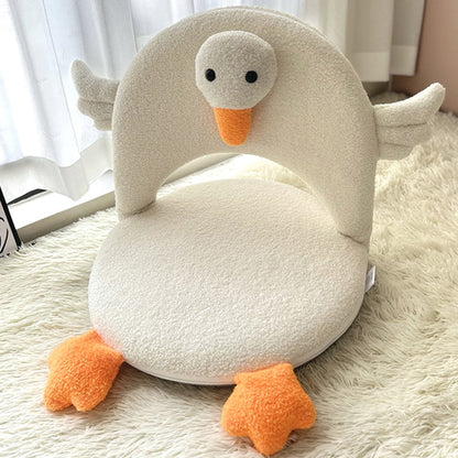 Contemporary Creative Iron Frame Plush Duck Penguin-Shaped Kids Accent Chair - Foldable Back Chair For Bedroom
