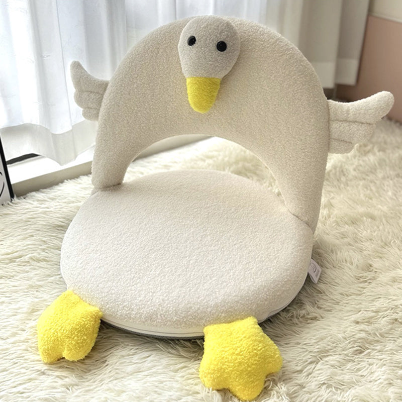 Contemporary Creative Iron Frame Plush Duck Penguin-Shaped Kids Accent Chair - Foldable Back Chair For Bedroom