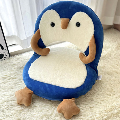 Contemporary Creative Iron Frame Plush Duck Penguin-Shaped Kids Accent Chair - Foldable Back Chair For Bedroom