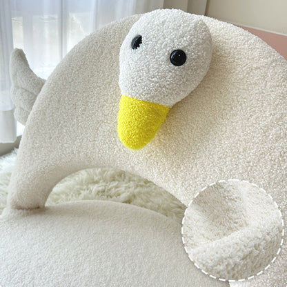 Contemporary Creative Iron Frame Plush Duck Penguin-Shaped Kids Accent Chair - Foldable Back Chair For Bedroom