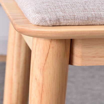 Modern Minimalist Solid Wood & Cotton Linen Rectangular Vanity Stool With Upholstered Seat For Bedroom