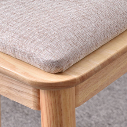Modern Minimalist Solid Wood & Cotton Linen Rectangular Vanity Stool With Upholstered Seat For Bedroom