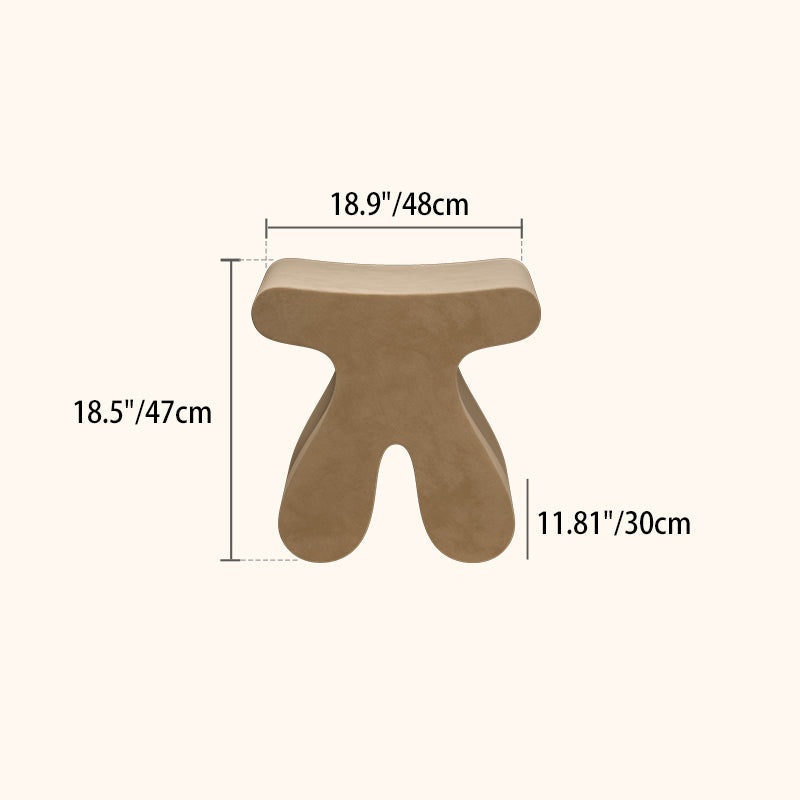 Modern Minimalist Solid Wood Plywood & Velvet Sculptural Rounded Low Stool For Bedroom