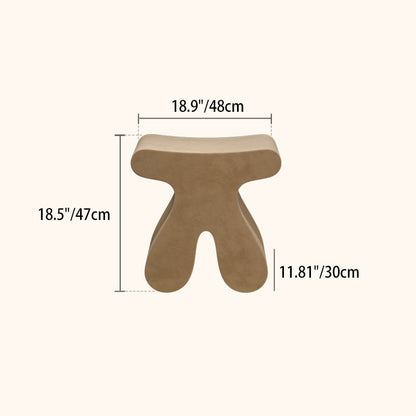 Modern Minimalist Solid Wood Plywood & Velvet Sculptural Rounded Low Stool For Bedroom