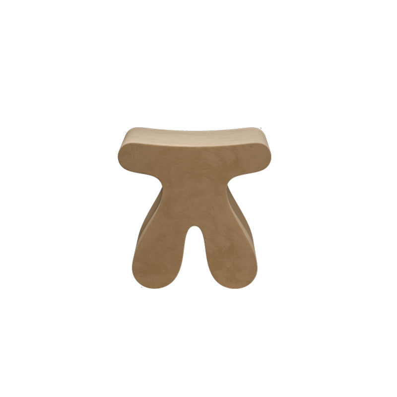 Modern Minimalist Solid Wood Plywood & Velvet Sculptural Rounded Low Stool For Bedroom