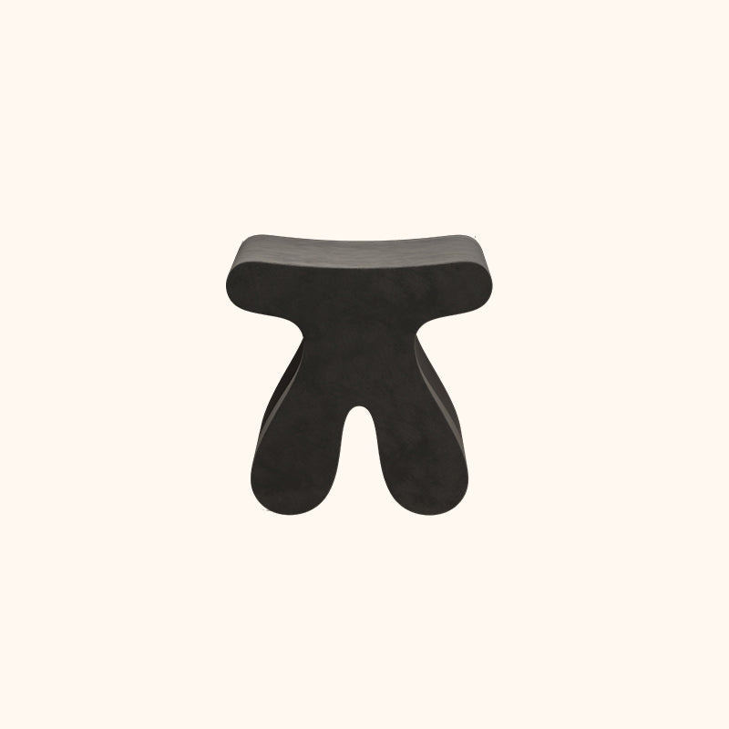 Modern Minimalist Solid Wood Plywood & Velvet Sculptural Rounded Low Stool For Bedroom