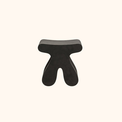 Modern Minimalist Solid Wood Plywood & Velvet Sculptural Rounded Low Stool For Bedroom