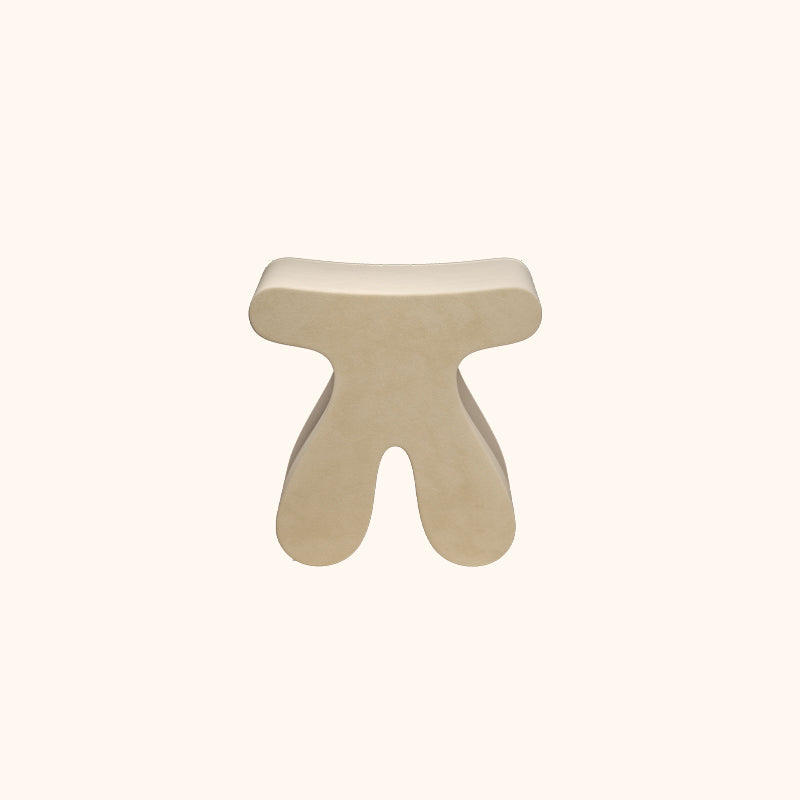 Modern Minimalist Solid Wood Plywood & Velvet Sculptural Rounded Low Stool For Bedroom